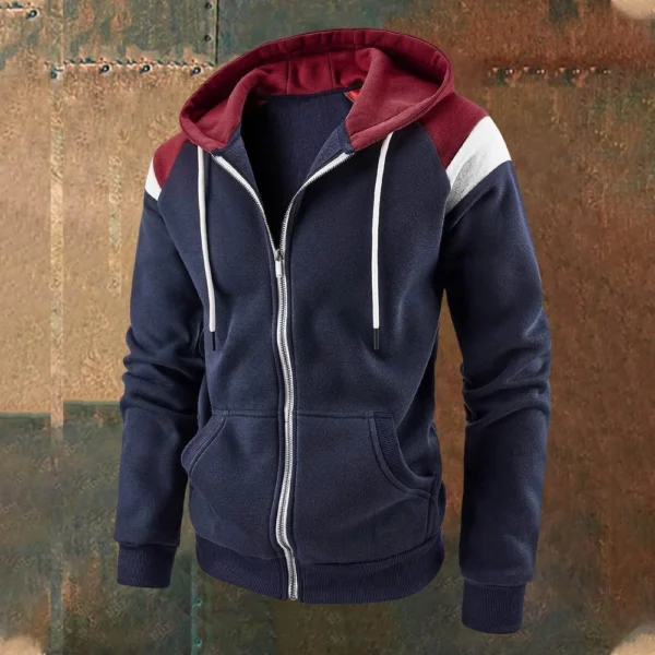 Men's Color Contrast Fashion Hoodie Men's Casual Sports Coat - Image 22