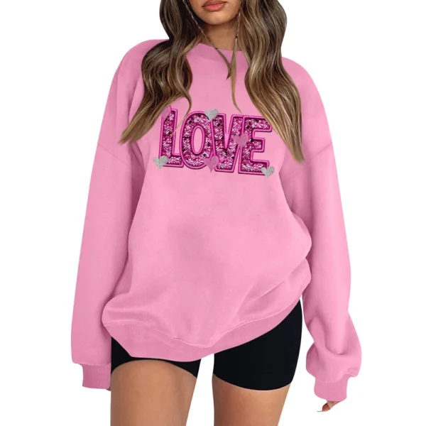 Women's T-shirt Tops Loose, Fashionable And Casual  Valentine's Day Print Round - Image 17