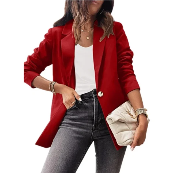 Women's solid color casual long-sleeved suit - Image 3