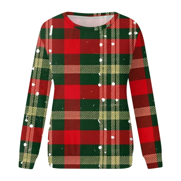 Women's Long Sleeve Print O-Neck Christmas Blouse Fashion Casual Pullover Top - Image 11
