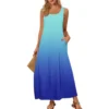 Women's Casual Floor-length Summer Beach Dress Loose Gradient Print Sundress - Image 5