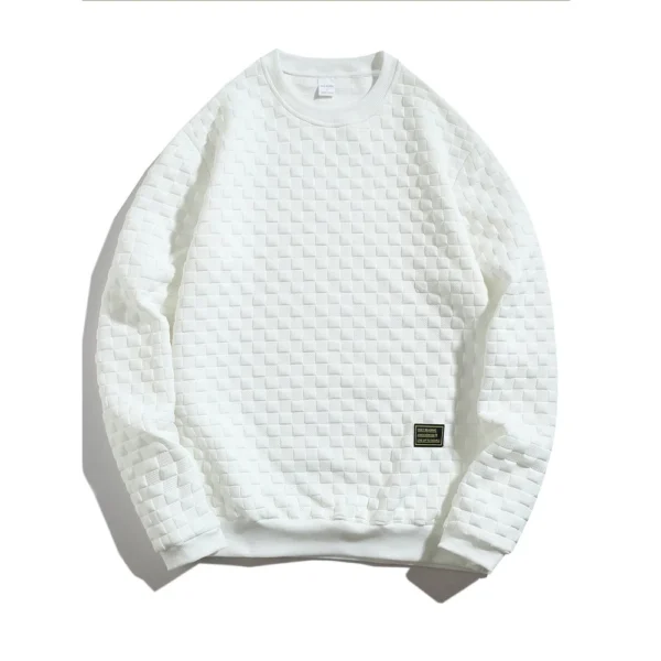 Fall And Winter Men's Hoodie Heavy Plaid Loose Casual Pullover Round Neck Shirt - Image 2