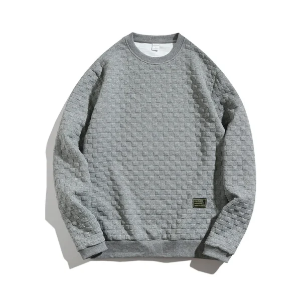 Fall And Winter Men's Hoodie Heavy Plaid Loose Casual Pullover Round Neck Shirt - Image 18