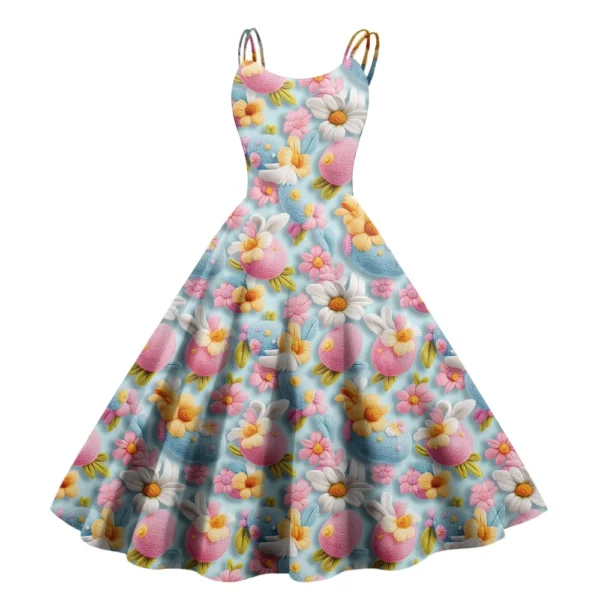 Women's Casual Fashion Print Sexy Off Shoulder Punk Retro Dress Retro Dress - Image 2