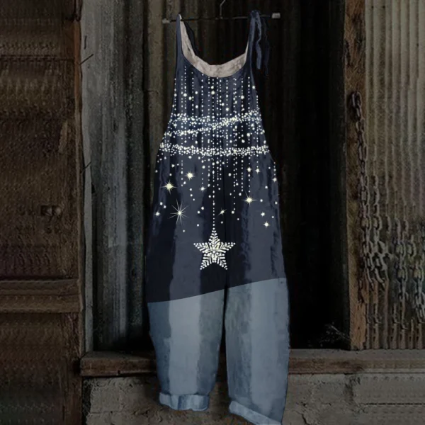 Women's Vintage Loose Christmas Casual Shoulder Strap Jumpsuit Print - Image 22