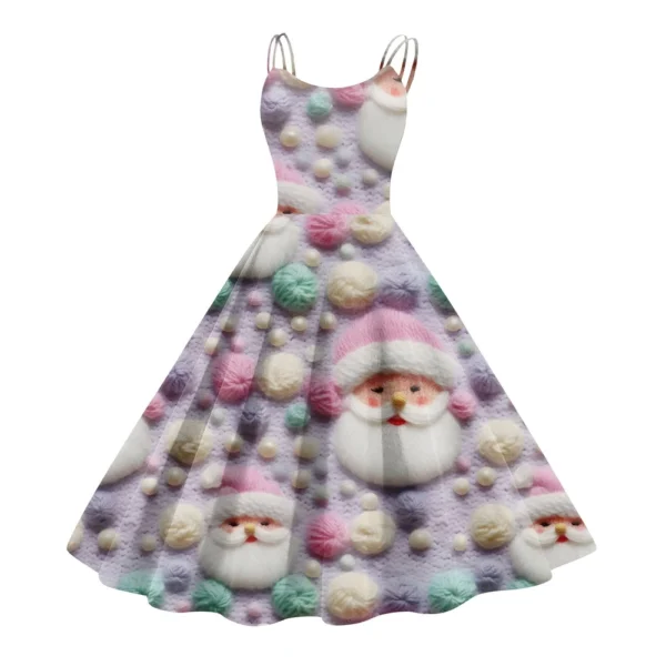 Women's Fashion Christmas Printed Sexy Strapless Gothic Cocktail Dress Punk, - Image 17