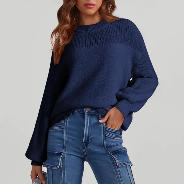 Women's Long Sleeve Winter Season Sweater Sweater Knitted Pullover Round Neck - Image 15
