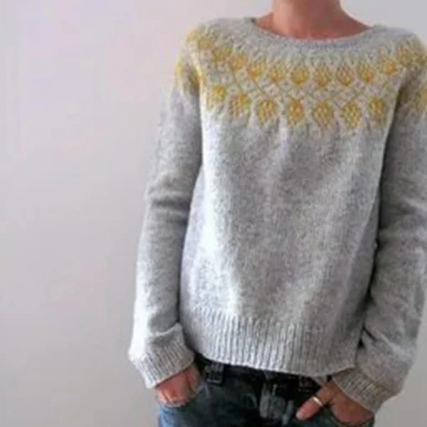 Women's Fashionable Casual Printed Round Neck Pullover Loose Long Sleeved - Image 25