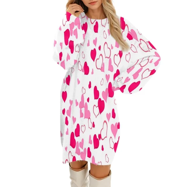 Women's Round Neck Casual Long Sleeve Valentine's Day Plush Gradient Plaid - Image 20