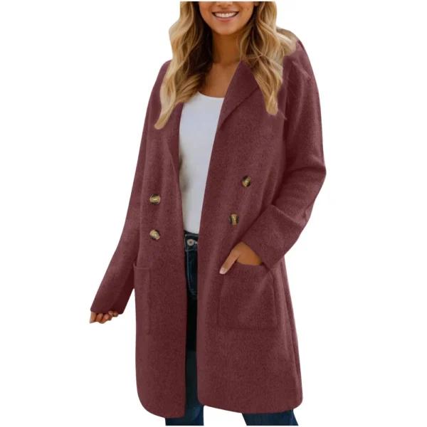 Women's Fashionable All-match Mid-length Woolen Coat - Image 4