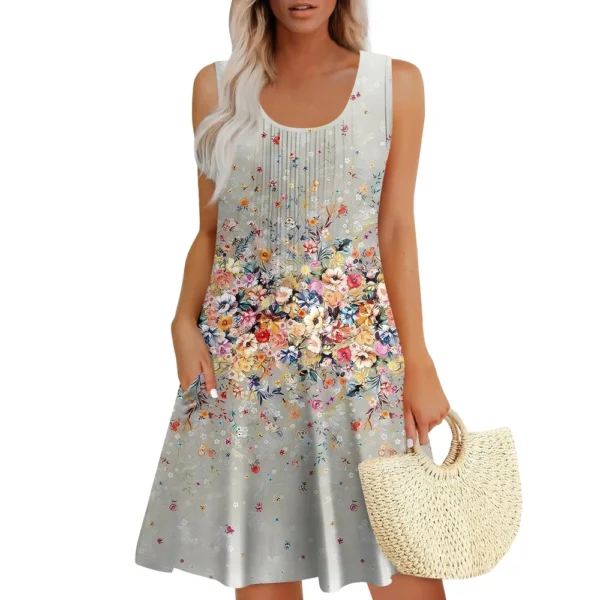 Womens Summer Dresses Loose  Sleeveless Sundresses Dress With Pockets - Image 6