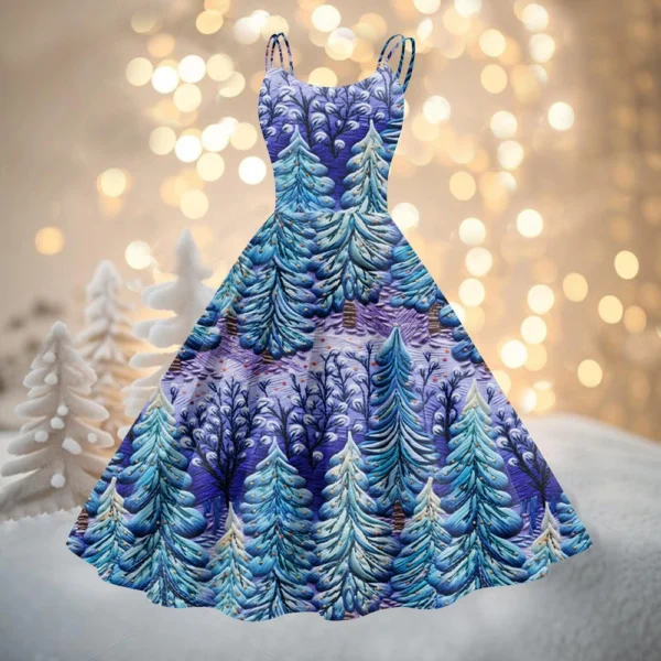 Women's Printed Strapless Gothic Cocktail Punk Sexy Fashion Dress Christmas - Image 37