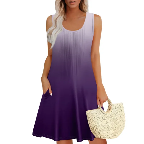 Womens Summer Dresses Loose  Sleeveless Sundresses Dress With Pockets - Image 25