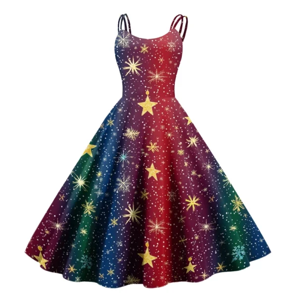 Women's Punk Christmas Strapless Gothic Cocktail Printed Fashion Dress Sexy - Image 29