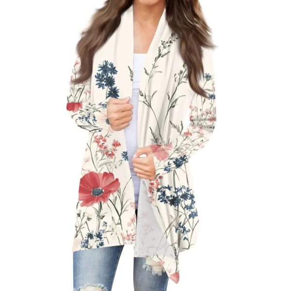 Women's Fashion Casual Vintage Floral Printed Mid-Length Cardigan Jacket - Image 31