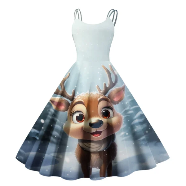 Women's Punk Strapless Printed Gothic Cocktail Sexy Fashion Dress Christmas - Image 4