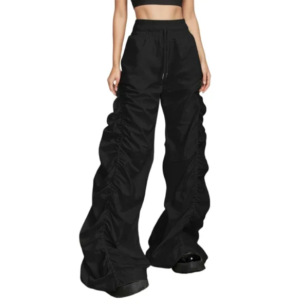 Women's Solid Color Baggy High-waisted Hip Lift Pleated Baggy Lace-up Casual - Image 14