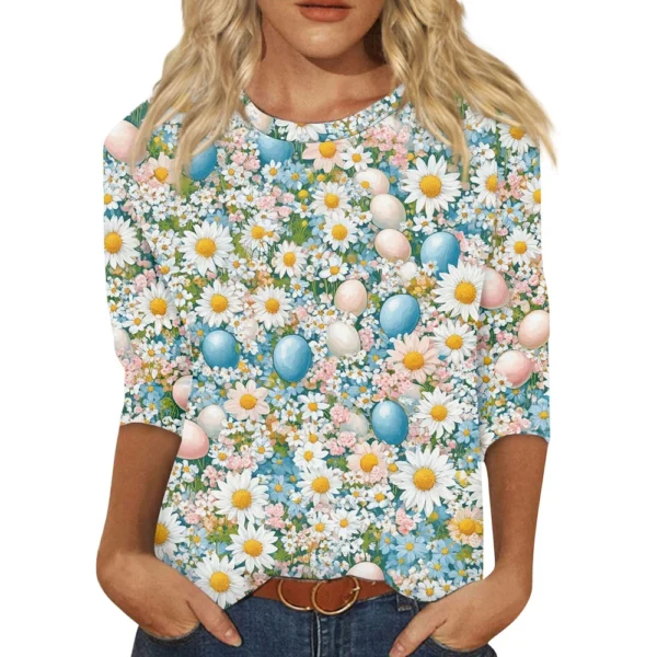 Women's Loose Printed Casual Round Neck Short Sleeved Daily Fashion T-Shirt - Image 26