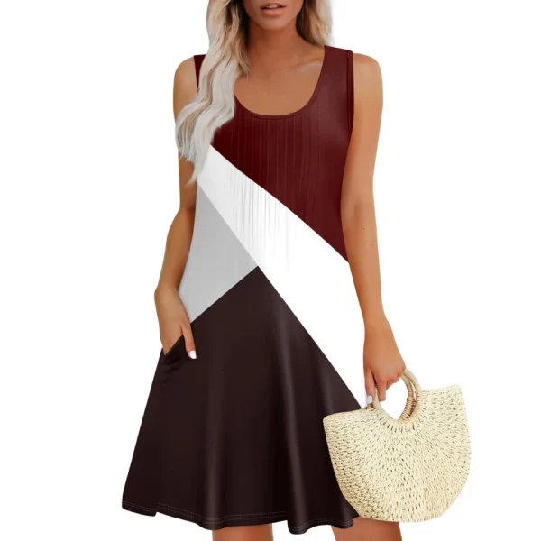 Womens Summer Dresses Loose  Sleeveless Sundresses Dress With Pockets - Image 3