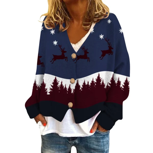 Women's Fashion Short Coat Casual Long Sleeve Printed Single Breasted Plush Top - Image 20