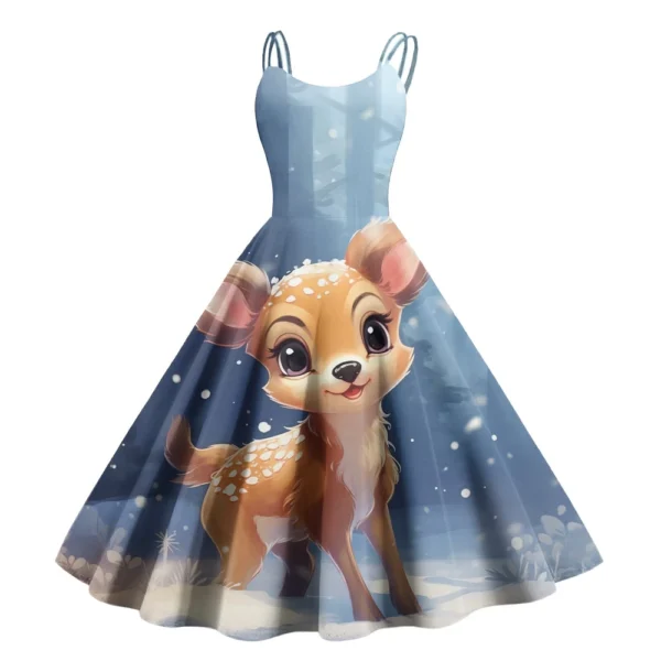 Women's Punk Strapless Printed Gothic Cocktail Sexy Fashion Dress Christmas - Image 25