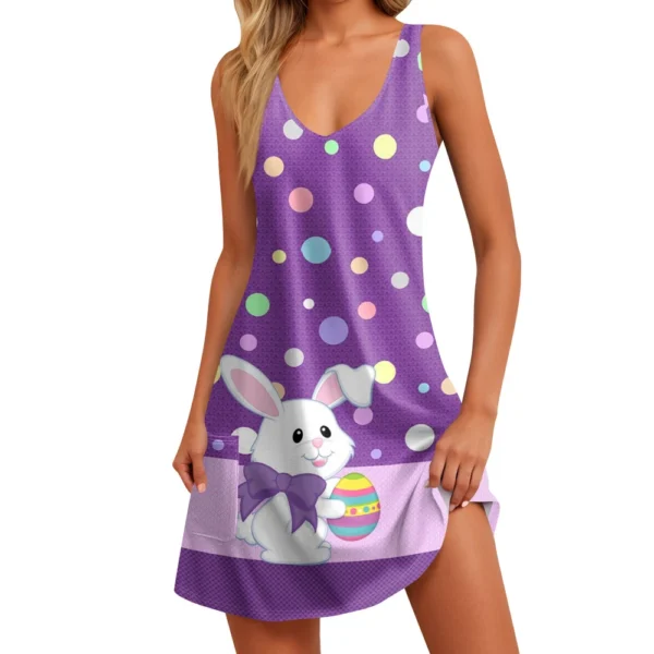 Women's Sundresses Casual Easter Printed Dresses Summer Loose Fashion Dress - Image 14