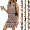 Women's V-neck Summer Casual Beach Vacation Women's Sleeveless Vintage Print