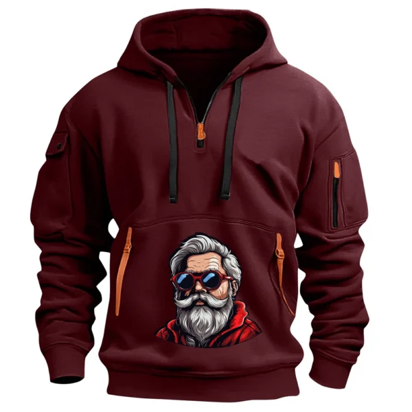 Men's Printed Sweatshirt Hoodie Zipper Arm Pocket Cardigan Men's Sports Large - Image 2