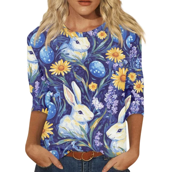 Women's Loose Printed Casual Round Neck Short Sleeved Daily Fashion T-Shirt - Image 32