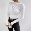 Women's Solid Color Slim Long Sleeve T-Shirt Women - Image 3