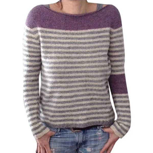 Women's Fashionable Casual Printed Round Neck Pullover Loose Long Sleeved - Image 4