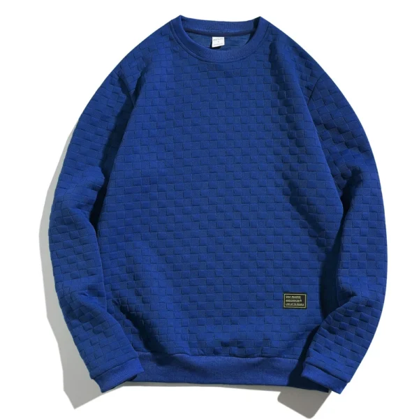 Fall And Winter Men's Hoodie Heavy Plaid Loose Casual Pullover Round Neck Shirt - Image 15