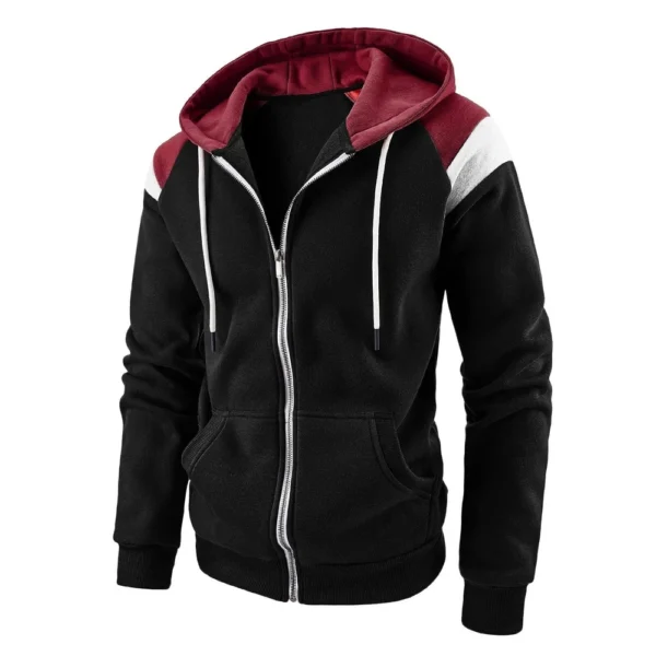 Men's Color Contrast Fashion Hoodie Men's Casual Sports Coat - Image 4