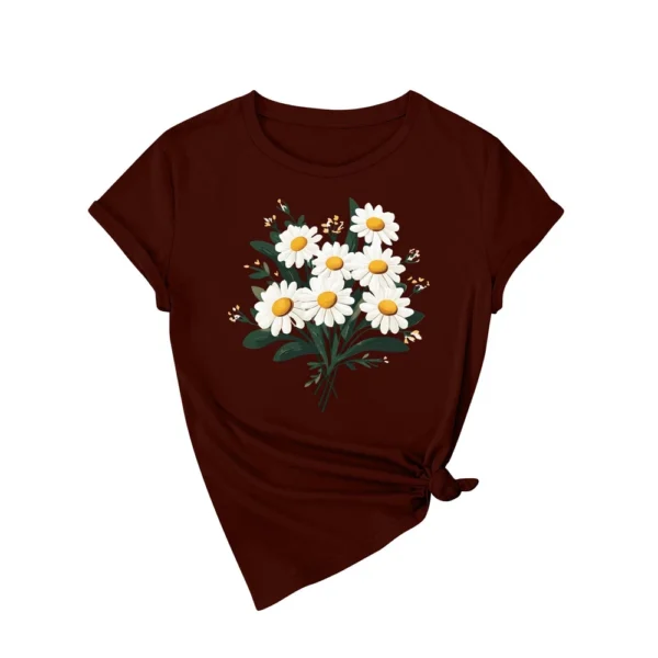 Women's Fashion Daily Casual Short Sleeved Round Neck Printed Loose T-Shirt - Image 29