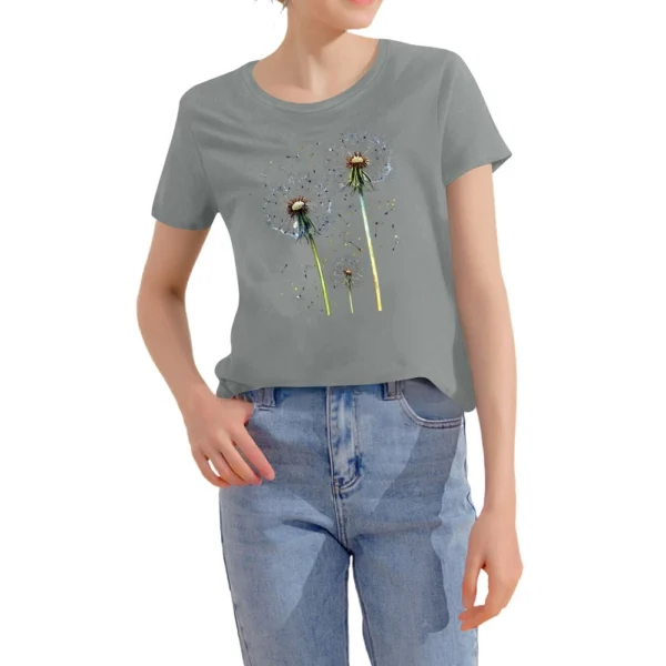 Women's Loose Daily Casual Round Neck Short Sleeved Fashion Printed T-Shirt - Image 10