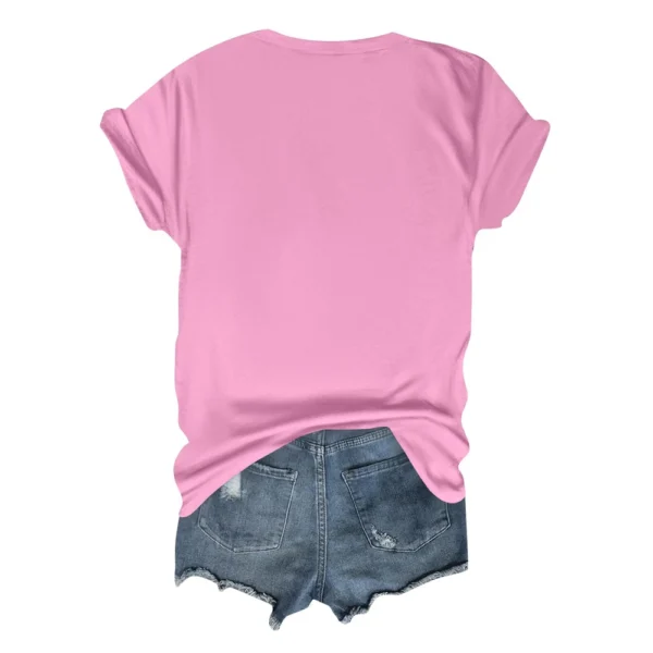 Women's Daily Short Sleeved Fashion Casual Printed Loose Round Neck T-Shirt - Image 12
