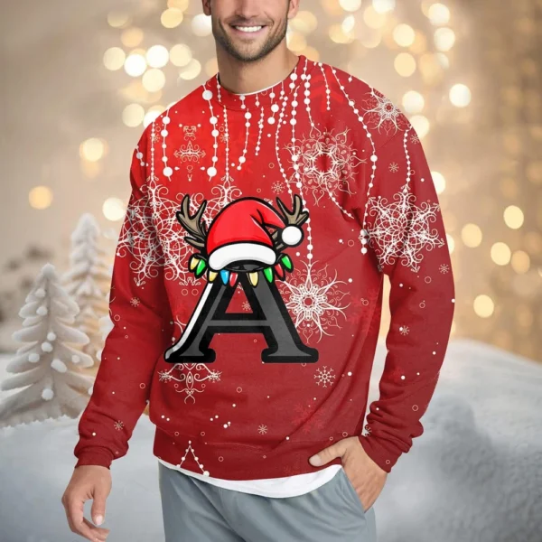 Men's Casual Fashion Comfortable Christmas Printed Round Neck Pullover - Image 43