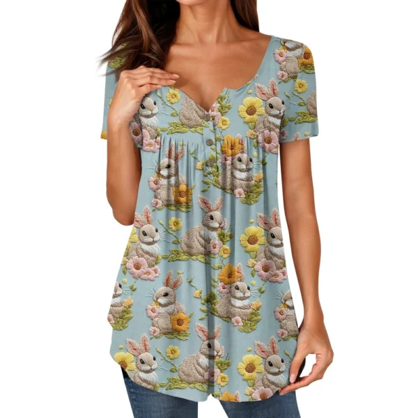 Women's Loose Round Neck Printed Fashion Short Sleeved Casual Daily T-Shirt - Image 5