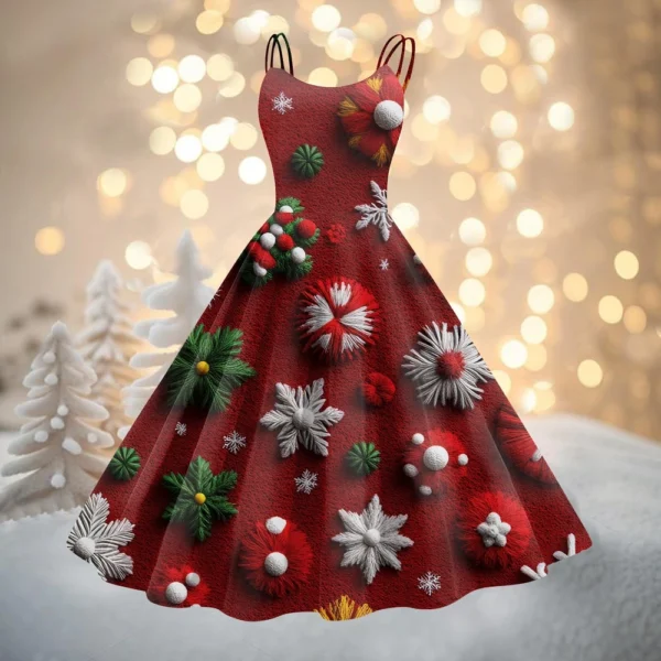 Women's Fashion Christmas Printed Sexy Strapless Gothic Cocktail Dress Punk, - Image 19