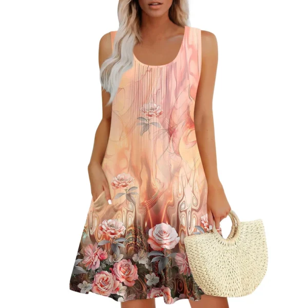 Womens Summer Dresses Loose  Sleeveless Sundresses Dress With Pockets - Image 9