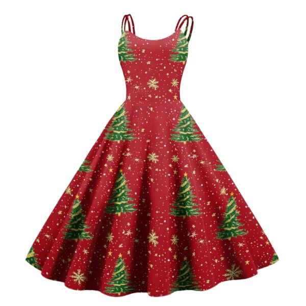 Women's Punk Christmas Strapless Gothic Cocktail Printed Fashion Dress Sexy - Image 20