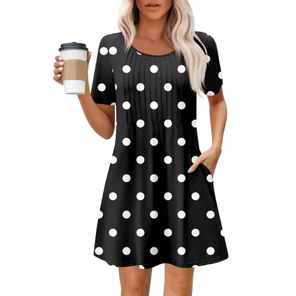 Women's Summer Dress Loose Beach Vacation Casual Round Neck Short Sleeve - Image 6