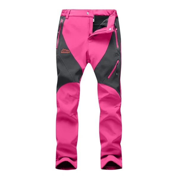 Womens Waterproof Breathable Rain Pants Plush Windbreak Ladies Trousers - Image 2