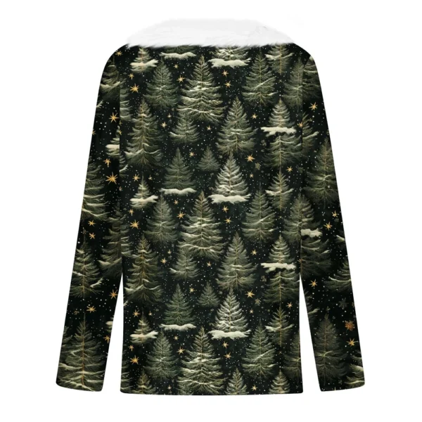 Women's Long Sleeve Christmas Printed Party Plush Neck Wide Casual V-Neck Top - Image 12