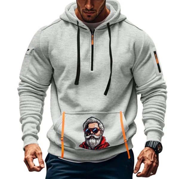 Men's Printed Sweatshirt Hoodie Zipper Arm Pocket Cardigan Men's Sports Large - Image 25