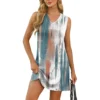 Women's V-neck Summer Casual Beach Vacation Women's Sleeveless Vintage Print - Image 61