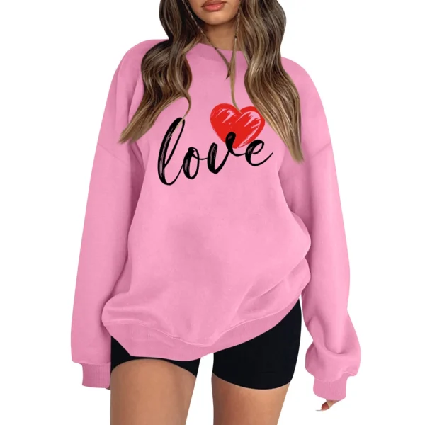 Women's T-shirt Tops Loose, Fashionable And Casual  Valentine's Day Print Round - Image 20