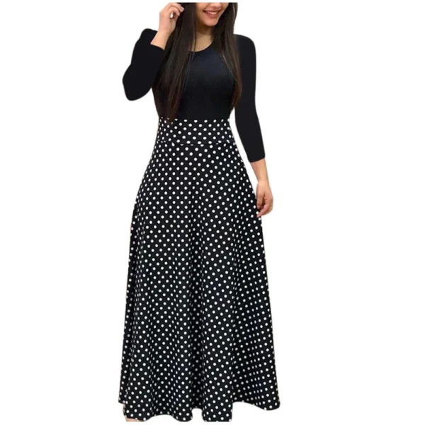 Womens Long Sleeve Floral Print Loose Wedding Holiday Party Splice Maxi Dresses - Image 2