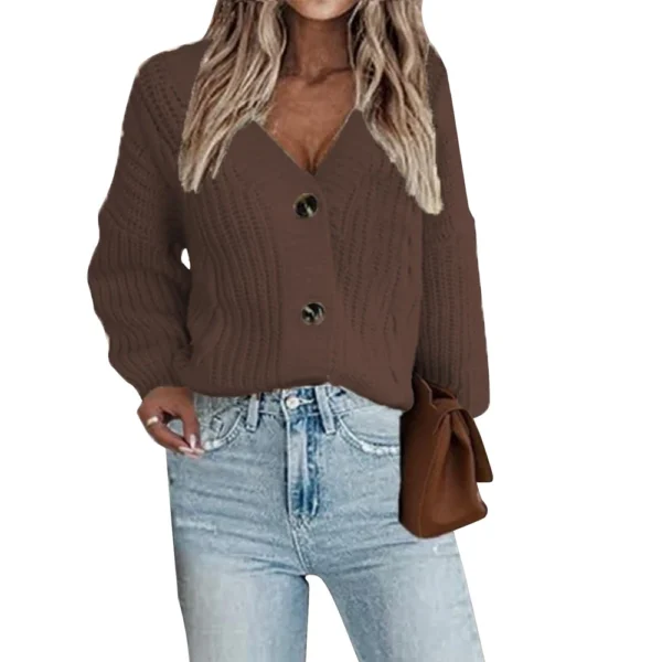 Women's Fashion V-neck Knitted Twisted Cardigan European And American - Image 6