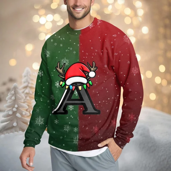 Men's Casual Fashion Comfortable Christmas Printed Round Neck Pullover - Image 43